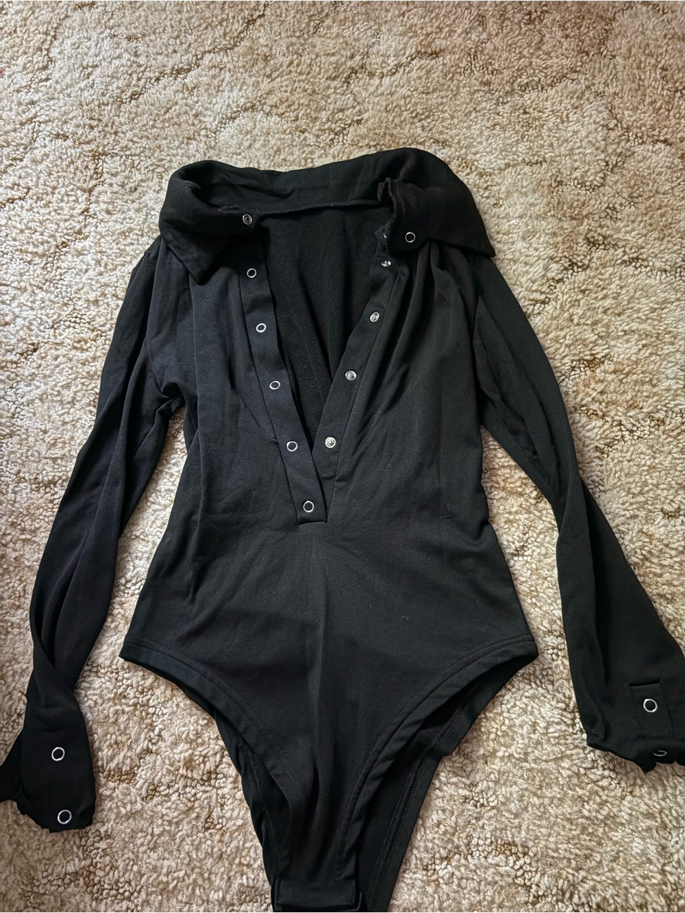 Black Long-Sleeve Snap-Front Bodysuit